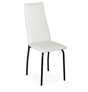 Обеденный стул Волна, прошивка горизонтально, каркас металл черный, экотекс белый в Архангельске