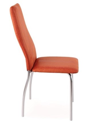 Обеденный стул Волна, каркас хром люкс, нубук -  оранжевый в Архангельске - изображение