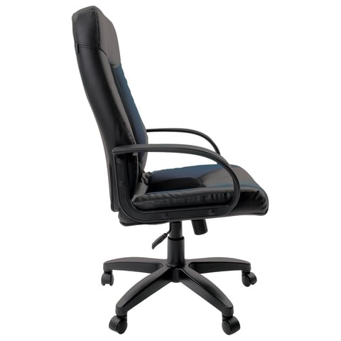 Офисное кресло Brabix Strike EX-525 (экокожа черная/синяя, ткань серая, TW) в Архангельске - изображение 1