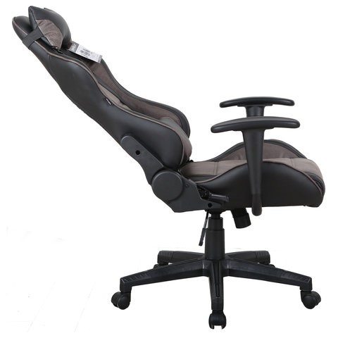 Кресло офисное Brabix GT Racer GM-100 (две подушки, ткань, экокожа, черное/коричневое) 531819 в Архангельске - изображение 2
