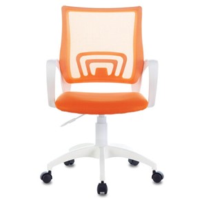 Компьютерное кресло Brabix Fly MG-396W (с подлокотниками, пластик белый, сетка, оранжевое) в Архангельске - предосмотр 1