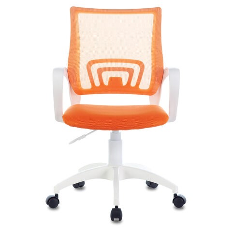 Компьютерное кресло Brabix Fly MG-396W (с подлокотниками, пластик белый, сетка, оранжевое) в Архангельске - изображение 1