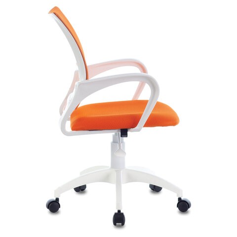 Компьютерное кресло Brabix Fly MG-396W (с подлокотниками, пластик белый, сетка, оранжевое) в Архангельске - изображение 2