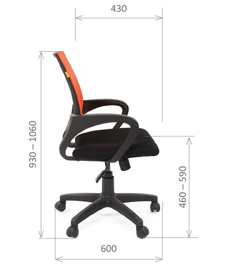 Кресло компьютерное CHAIRMAN 696 black Сетчатый акрил DW66 оранжевый в Архангельске - изображение 2