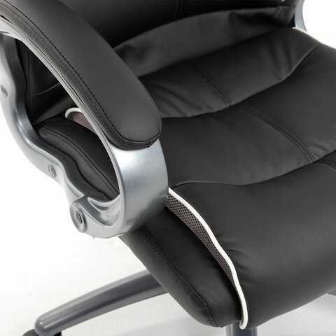 Кресло Brabix Premium Strong HD-009 (экокожа черная, ткань серая) в Архангельске - изображение 8
