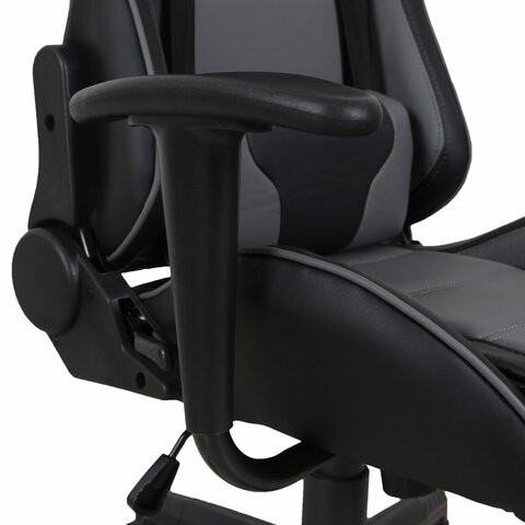 Компьютерное кресло Brabix GT Racer GM-100 (две подушки, экокожа, черное/серое) 531926 в Архангельске - изображение 9