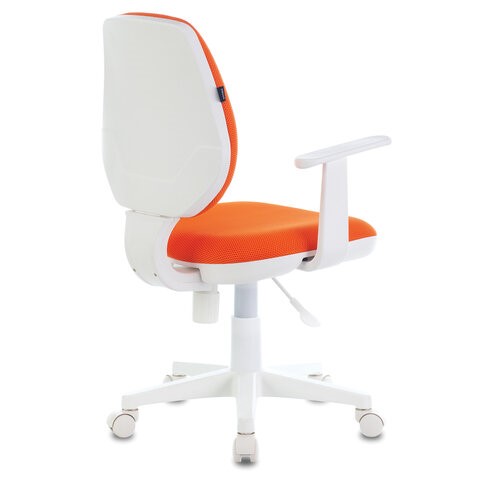 Кресло офисное Brabix Fancy MG-201W (с подлокотниками, пластик белый, оранжевое) в Архангельске - изображение 2