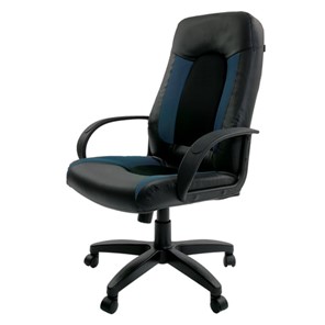Офисное кресло Brabix Strike EX-525 (экокожа черная/синяя, ткань серая, TW) в Архангельске - предосмотр 3