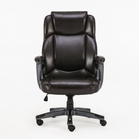 Офисное кресло Brabix Premium Favorite EX-577 (пружинный блок, рециклир. кожа, коричневое) 531936 в Архангельске - изображение 2