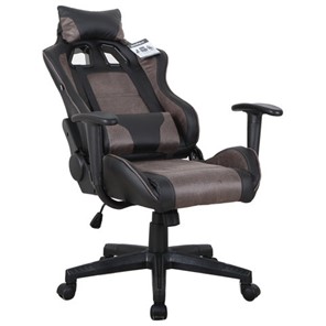 Кресло офисное Brabix GT Racer GM-100 (две подушки, ткань, экокожа, черное/коричневое) 531819 в Архангельске - предосмотр 1