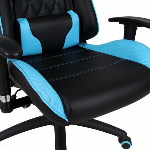 Кресло компьютерное Brabix GT Master GM-110 (две подушки, экокожа, черное/голубое) в Архангельске - изображение 8