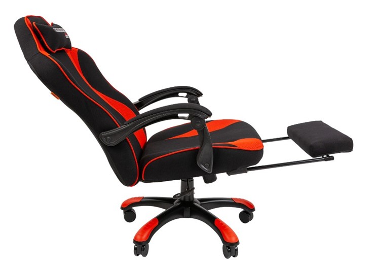 Игровое кресло CHAIRMAN GAME 35 с выдвижной подставкой для ног Ткань  черная / Ткань красная в Архангельске - изображение 4