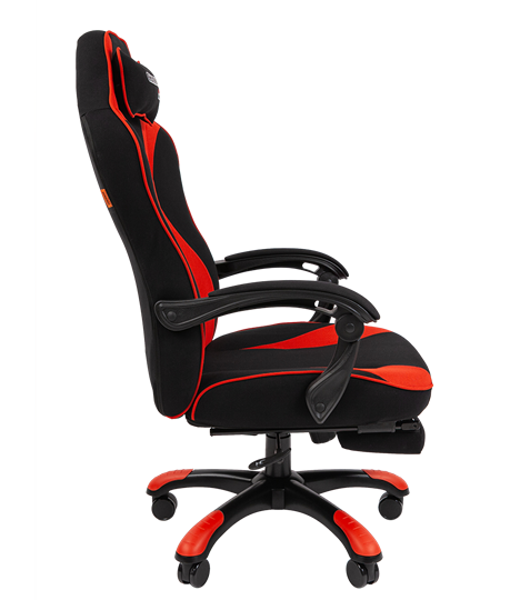 Игровое кресло CHAIRMAN GAME 35 с выдвижной подставкой для ног Ткань  черная / Ткань красная в Архангельске - изображение 2