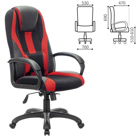 Компьютерное кресло Brabix Premium Rapid GM-102 (экокожа/ткань, черное/красное) 532107 в Архангельске - изображение 3