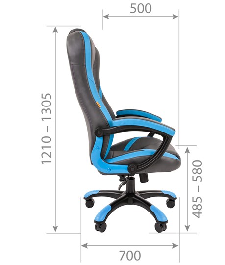 Офисное кресло CHAIRMAN GAME 22 эко кожа, серый/голубой в Архангельске - изображение 4