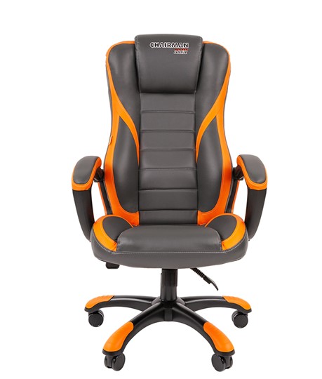 Компьютерное кресло CHAIRMAN GAME 22 эко кожа, серый/оранжевый в Архангельске - изображение 3
