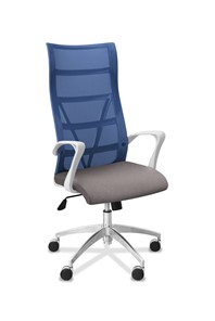 Офисное кресло Топ X белый каркас, сетка/ткань TW / синяя/серая в Архангельске