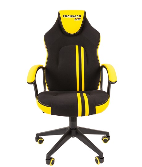 Кресло игровое CHAIRMAN GAME 26  Экокожа - Ткань стандарт. Черный/желтый в Архангельске - изображение 2