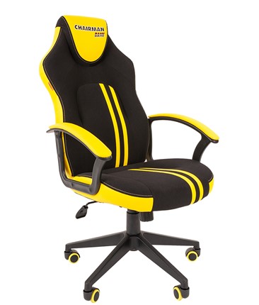 Кресло игровое CHAIRMAN GAME 26  Экокожа - Ткань стандарт. Черный/желтый в Архангельске - изображение