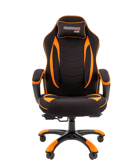 Кресло игровое CHAIRMAN GAME 28 Полиэстер комбинированная ткань оранжевый/черный в Архангельске - изображение 2