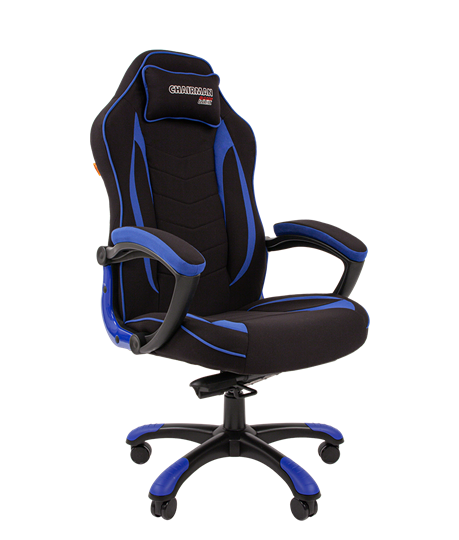 Кресло игровое CHAIRMAN GAME 28 Полиэстер комбинированная ткань синий/черный в Архангельске - изображение 1
