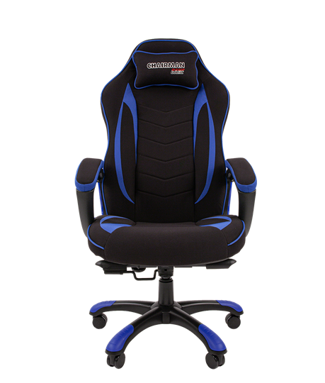 Кресло игровое CHAIRMAN GAME 28 Полиэстер комбинированная ткань синий/черный в Архангельске - изображение 2