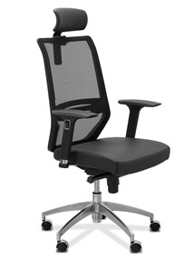 Кресло для руководителя Aero lux с подголовником, сетка/экокожа / черная/черная CN1114 в Архангельске