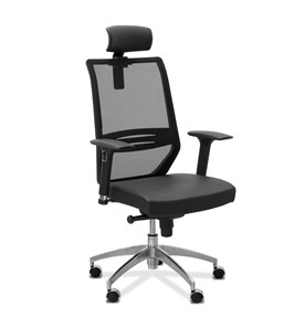 Офисное кресло для руководителя Aero lux с подголовником, сетка/ткань TW / черная/черная в Архангельске