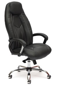 Офисное кресло BOSS Lux, кож/зам, черный/черный перфорированный, арт.9160 в Архангельске