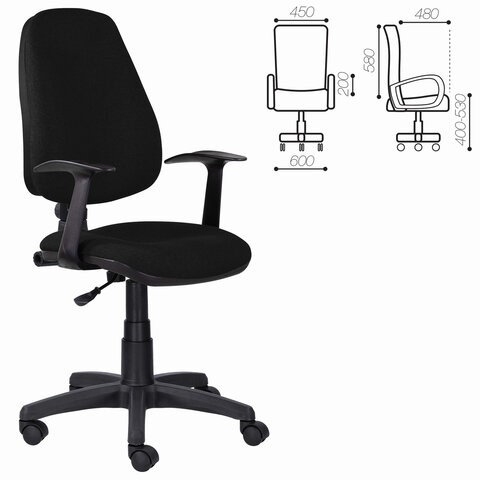 Кресло офисное Brabix Comfort MG-321, регулируемая эргономичная спинка, ткань, черное в Архангельске - изображение 5