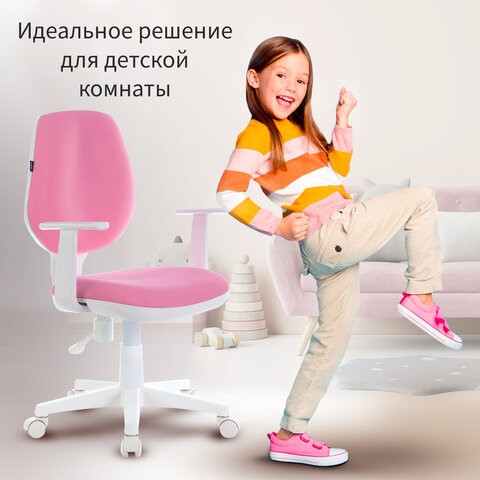 Кресло Brabix Fancy MG-201W (с подлокотниками, пластик белый, розовое) 532409 в Архангельске - изображение 5