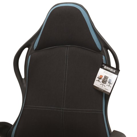 Кресло офисное Brabix Premium Force EX-516 (ткань, черное/вставки синие) 531572 в Архангельске - изображение 8