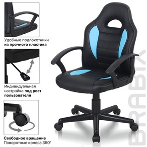 Офисное кресло BRABIX "Spark GM-201", экокожа, черное/голубое, 532505 в Архангельске - предосмотр 9