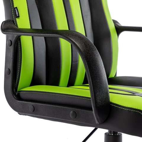 Офисное кресло BRABIX "Stripe GM-202", экокожа, черное/зеленое, 532511 в Архангельске - изображение 8