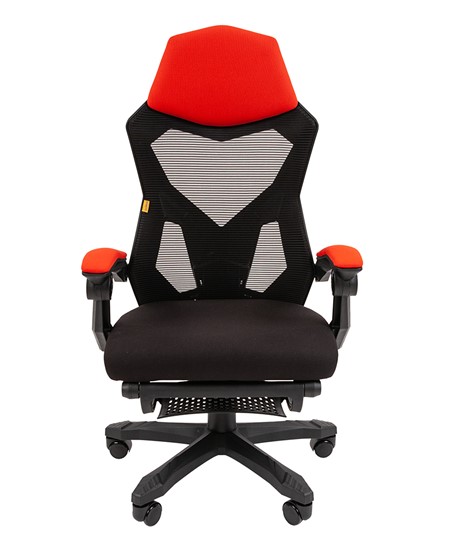 Кресло CHAIRMAN 571 с подставкой для ног , сетчатый акрил / полиэстер черный/красный в Архангельске - изображение 1