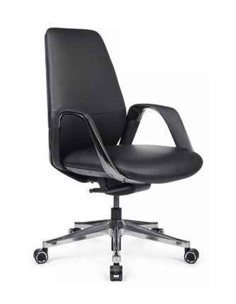 Кресло в офис Napoli-M (YZPN-YR021), черная кожа в Архангельске - изображение