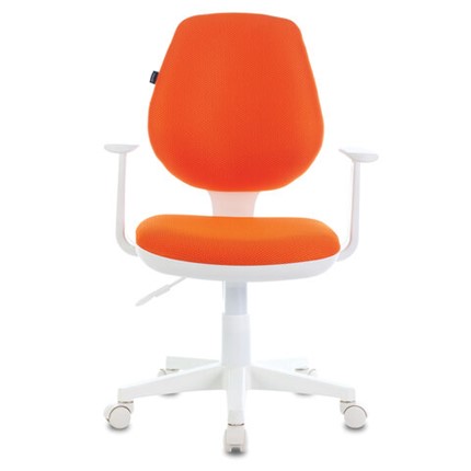 Кресло офисное Brabix Fancy MG-201W (с подлокотниками, пластик белый, оранжевое) в Архангельске - изображение