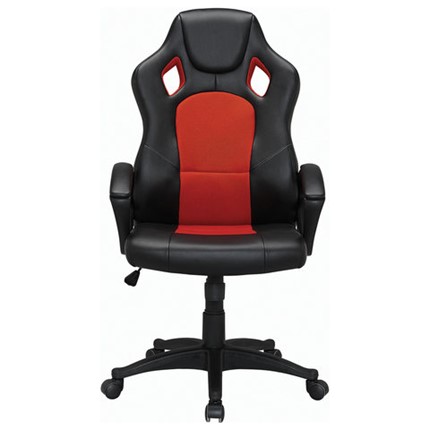 Кресло компьютерное Brabix Rider EX-544 (экокожа черная/ткань красная) 531583 в Архангельске - изображение