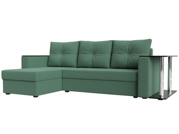 Угловой диван с оттоманкой Атланта Лайт, Амур зеленый (микровельвет) в Архангельске