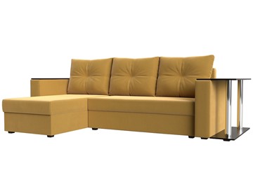 Угловой диван с оттоманкой Атланта Лайт, Желтый (микровельвет) в Архангельске