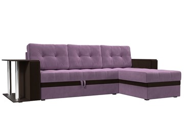 Угловой диван для гостиной Атланта М, Сиреневый/Коричневый (микровельвет) в Архангельске