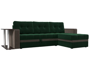 Угловой диван для гостиной Атланта М, Зеленый/Коричневый (велюр) в Архангельске