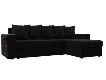 Угловой диван с оттоманкой Дубай Лайт, Черный (микровельвет) в Архангельске