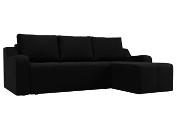 Угловой диван для гостиной Элида, Черный (микровельвет) в Архангельске - предосмотр