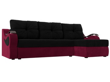 Угловой диван с оттоманкой Меркурий, Черный/Бордовый (микровельвет) в Архангельске