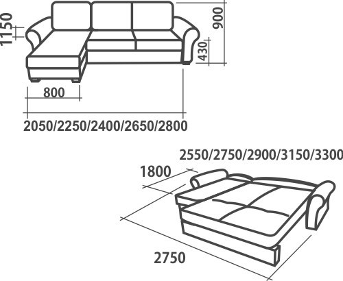 Угловой диван Аккордеон-1, 315 (круглые подлокотники) с коробом, НБП в Архангельске - изображение 1