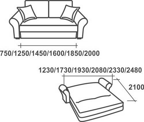 Прямой диван Аккордеон-1, 140 (круглые подлокотники), пруж. Змейка в Архангельске - изображение 2