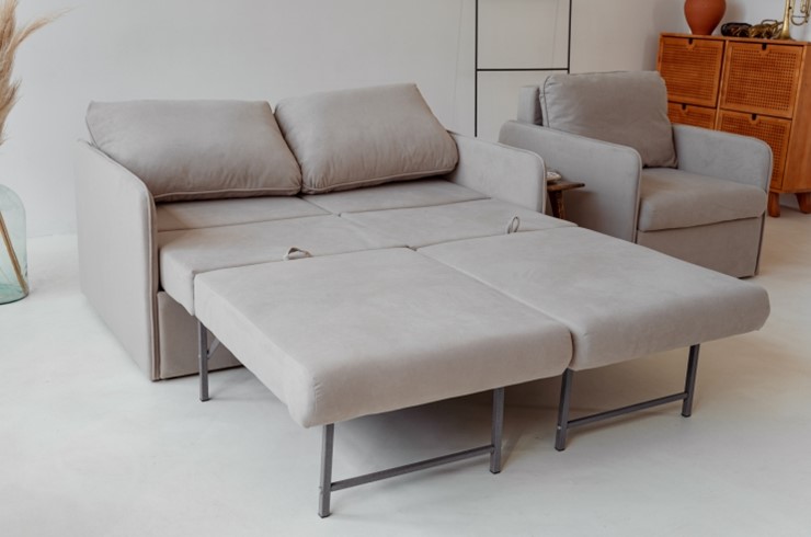 Мебельный комплект Амира бежевый диван + кресло в Архангельске - изображение 3