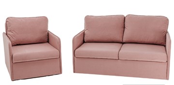 Комплект мебели Амира розовый диван + кресло в Архангельске - предосмотр