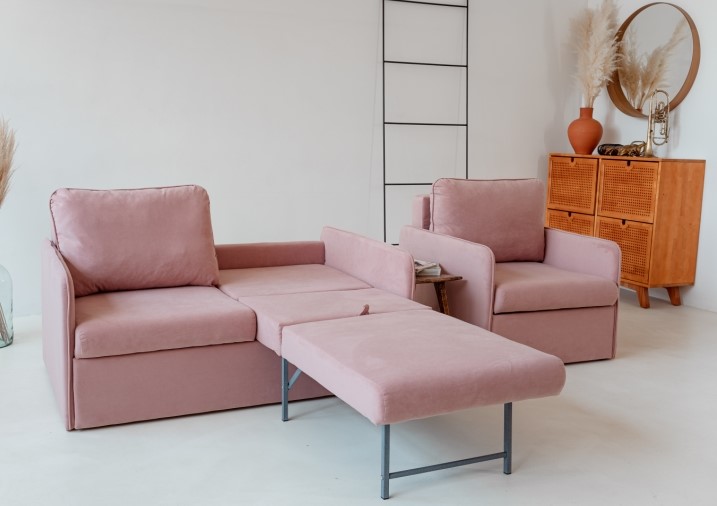 Комплект мебели Амира розовый диван + кресло в Архангельске - изображение 6